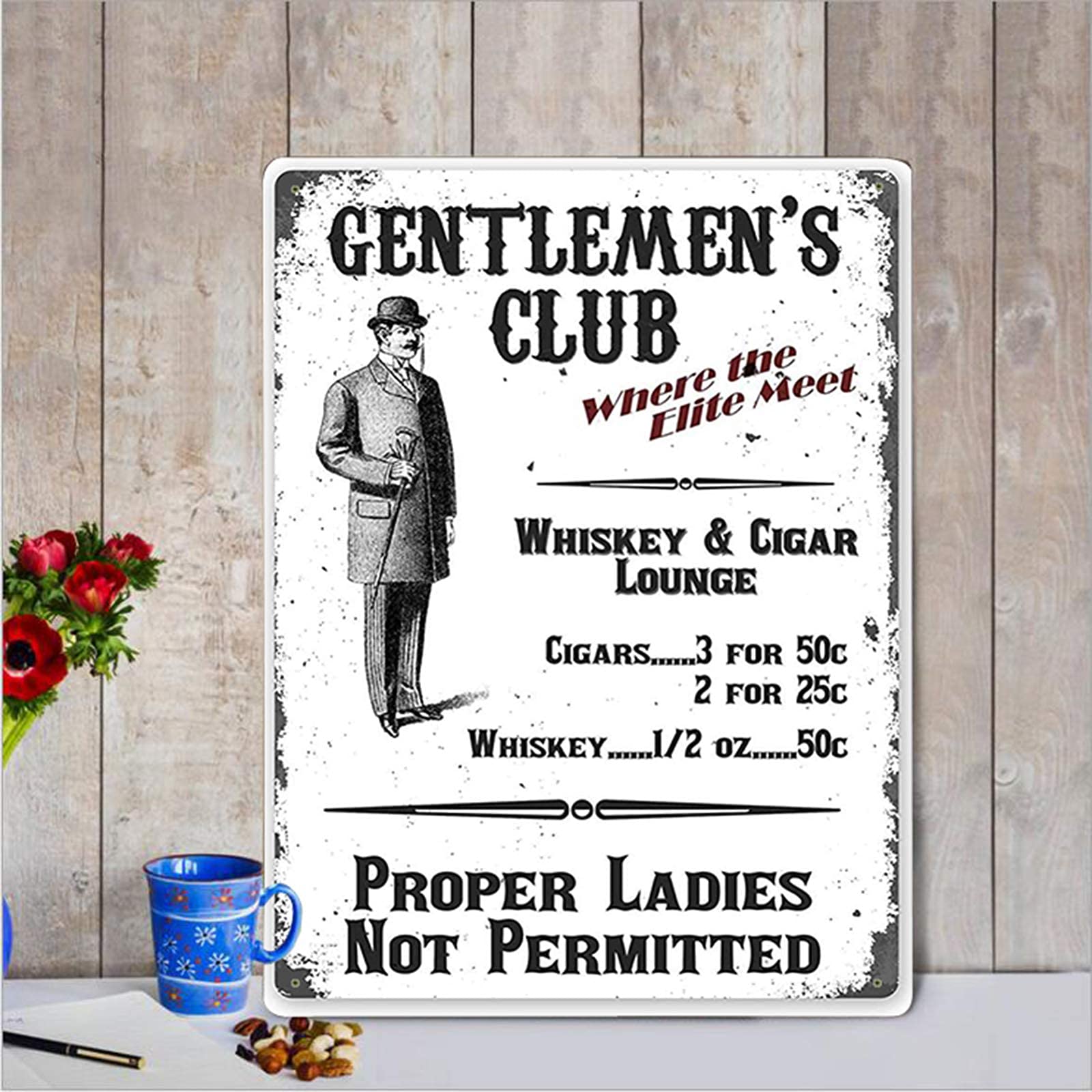 Tomlinsony Metal Tin Sign Gentleman's Clubs 8''X12'' Decor Aluminum Sign Wall Sign