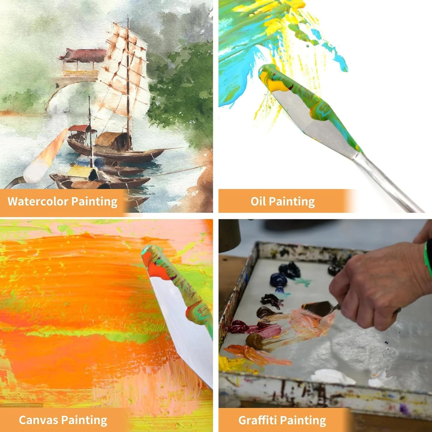 5 Spatole Per Pittura, Set Di Coltelli Per Pittura, Spatola Per Vernice In Acciaio Inossidabile Con Manico In Legno Per Miscelazione Pittura a Olio Spatola Pittura a Olio In Acciaio Spatola Pittura