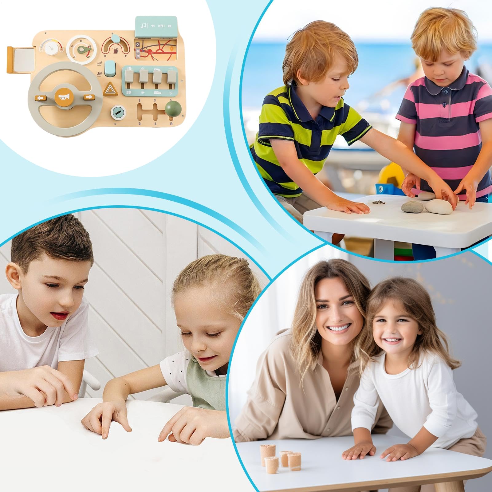 Generico Symulowana jazda drewniana zabawka edukacyjna do jazdy | Odstresowujące gry sensoryczne dla dzieci, dziewczynek, chłopców, klasa zabaw, dom, przedszkole, urodziny, podróż, impreza