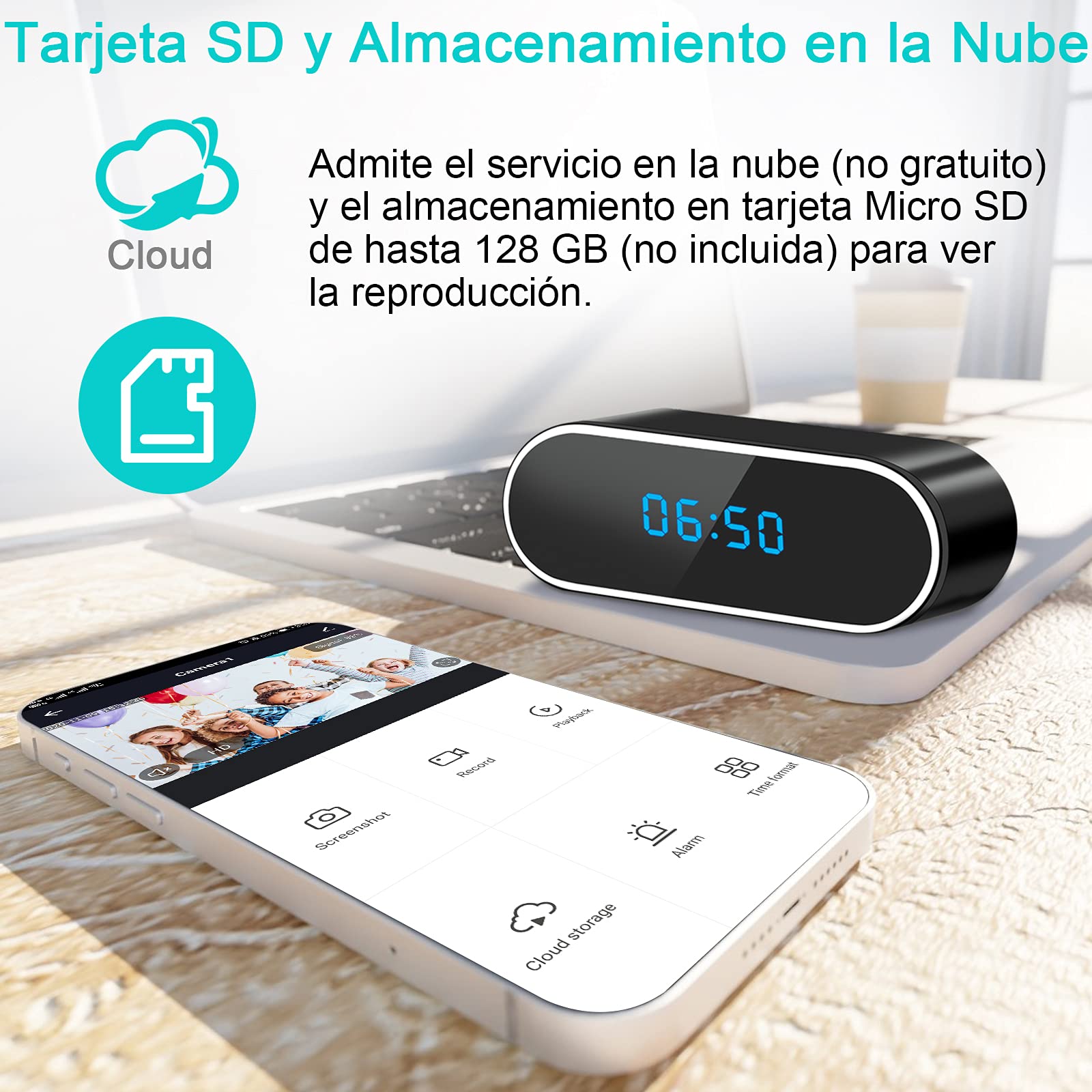UYIKOO Cámara Espía Oculta WiFi, 2,4G/5G Mini Camara Espia Inalambricas 1080P HD, 120° Reloj con Cámara con Visión Nocturna Detección De Movimiento