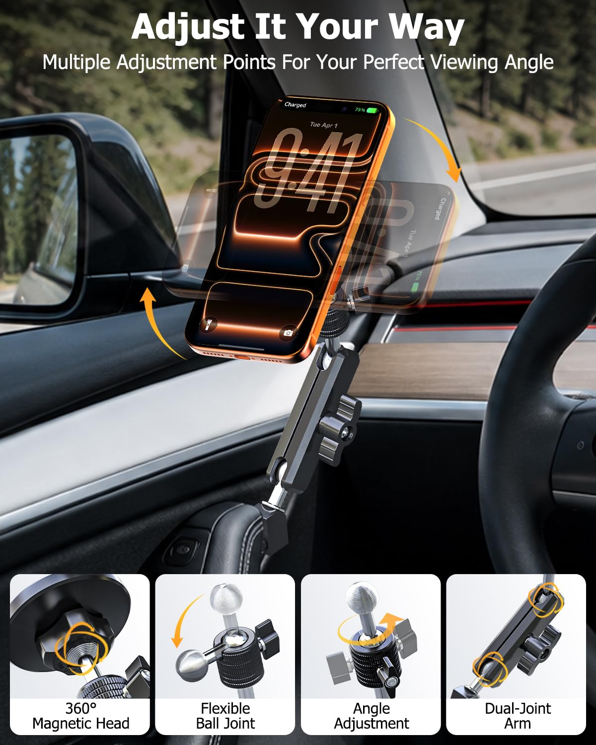 Uchwyt na telefon komórkowy Tesla do drzwi, uchwyt mobilny Model 3/Y Klamka