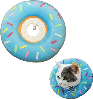 HPWFHPLF Cat Recovery Collar, Adjustable Protective Pet Collar, Soft Donut Neck Cone, Prevent Licking Paws, Wound Healing for Cats, Puppies, Small Breeds Dogs (S, Blue)