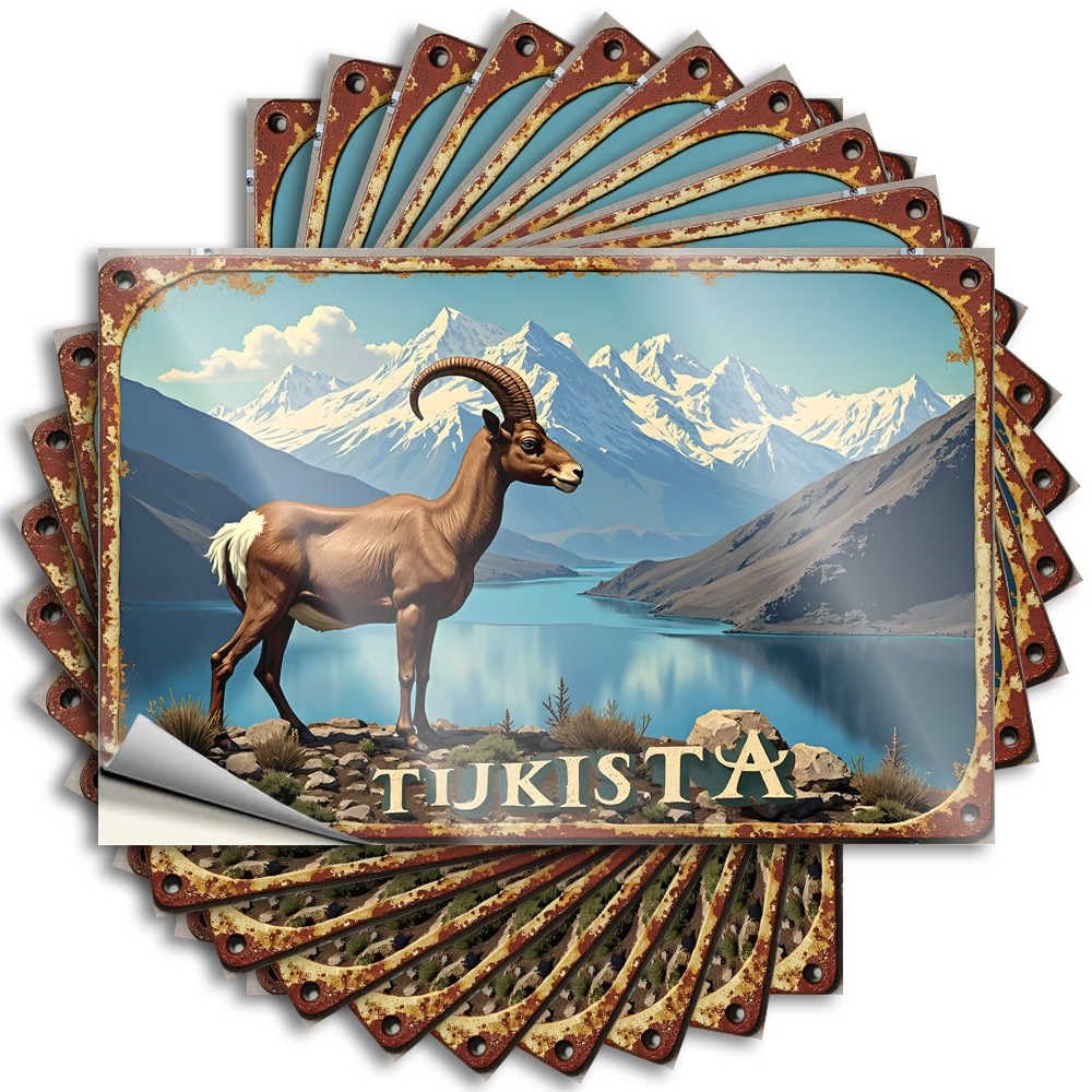 Sticker Christmas Waterproof Vinyl Sticker | Mountain Goat By Lake with Snow-Capped Peaks in Background Optical Illusion Case for Student DIY Projects(6X9CM)