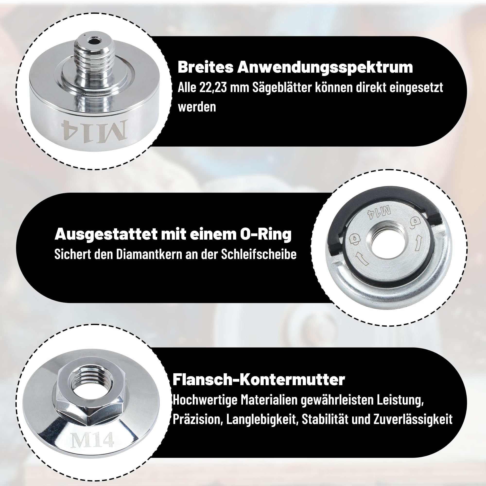 X-Lock Adaptateur vers M14, écrou à dégagement rapide M14 pour meuleuse d'angle modifiée avec écrou de verrouillage à bride M14 45 mm Adaptateur Xlock pour perceuse diamant meuleuse d'angle