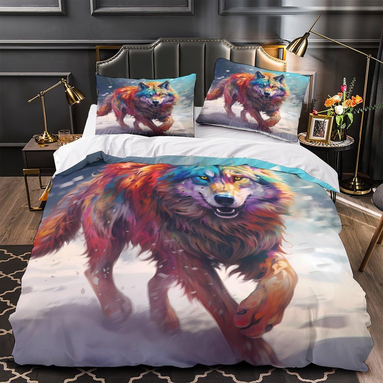 Parure de lit jungle King 220x240 housse de couette microfibre 3D