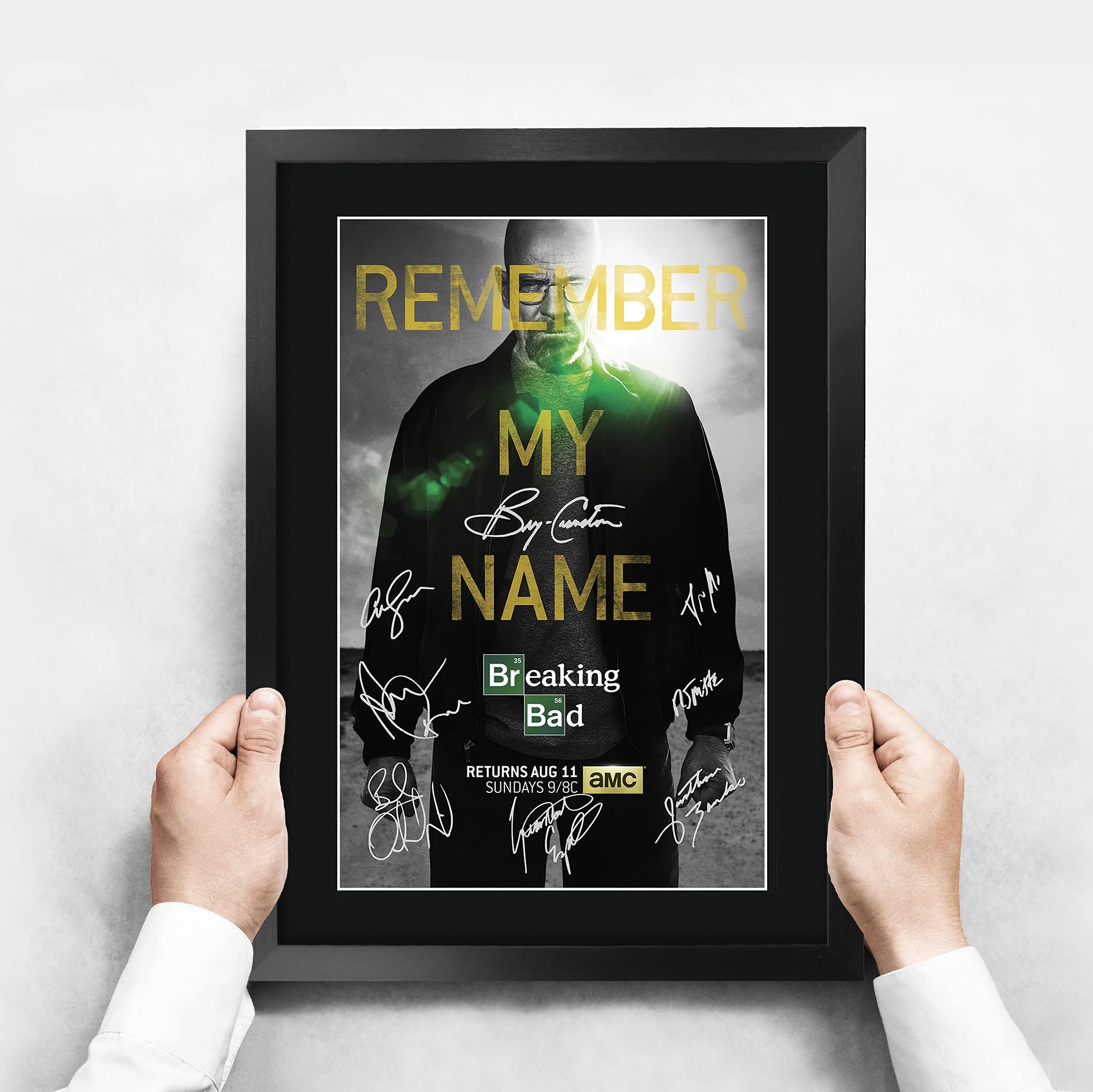 HWC Trading Breaking Bad Geschenke Gedrucktes Signiertes Autogramm Poster für Fans von Fernsehn Memorabilien - A3 Gerahmt