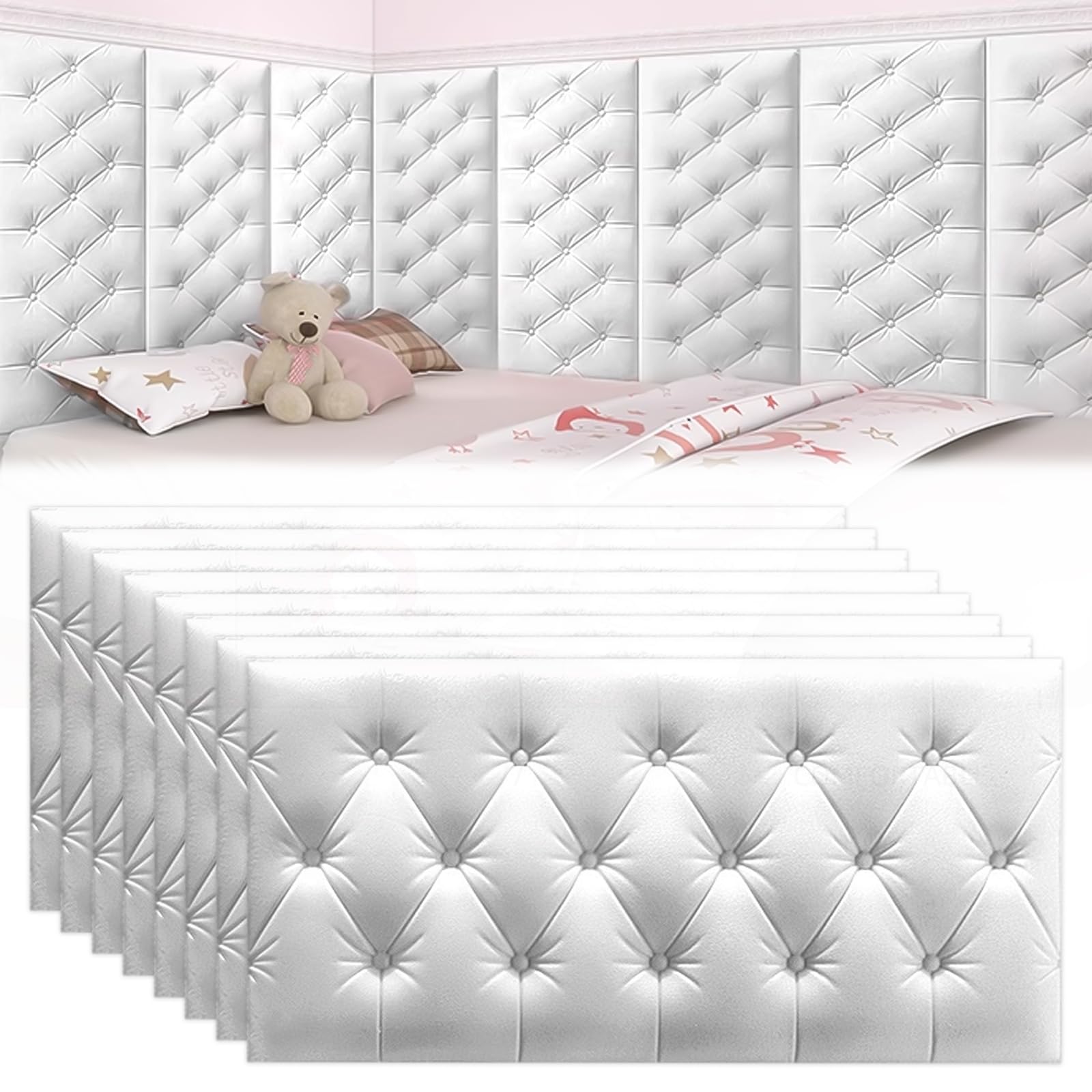 Panneau mural 3D rembourré blanc de 11 mm pour revêtement acoustique et déco
