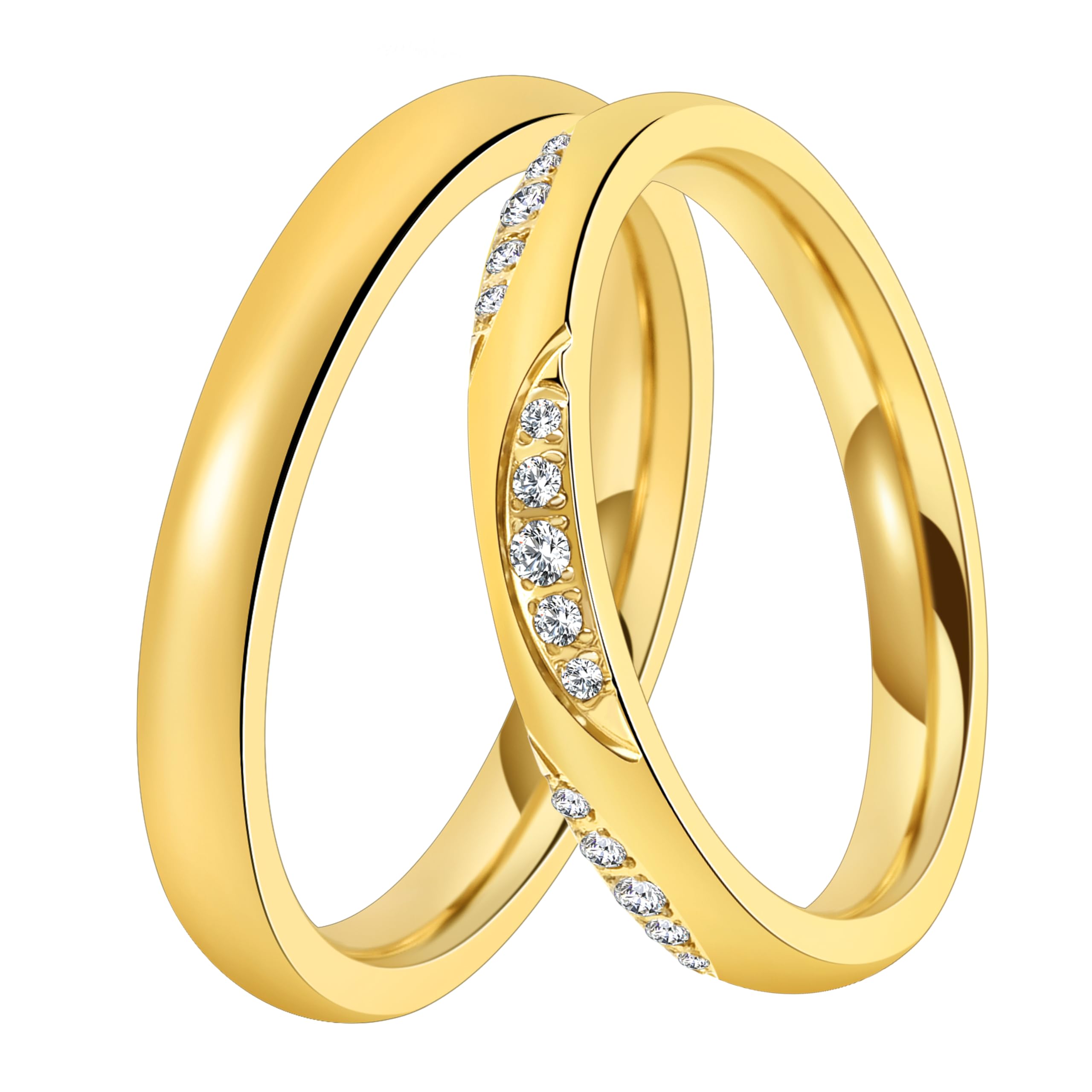 DOOSTI Trauring/Ehering/Partnerring -INSPIRATION YELLOW Chirurgischer Edelstahl 316L - hochwertiger Edelstahlring Gelbgold vergoldet- Damen und Herren Variante - Mit Gratis Wunschgravur