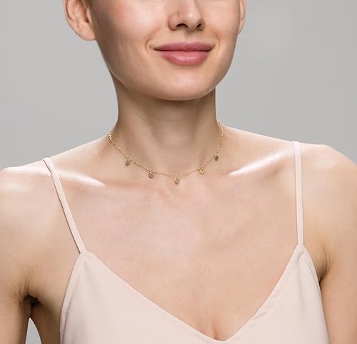 Miniatura 2 de Fremttly - Collar tipo gargantilla hecho a mano, chapado en oro de 14 quilates o en plata, sencillo, refinado, con dije de placa de estrella o