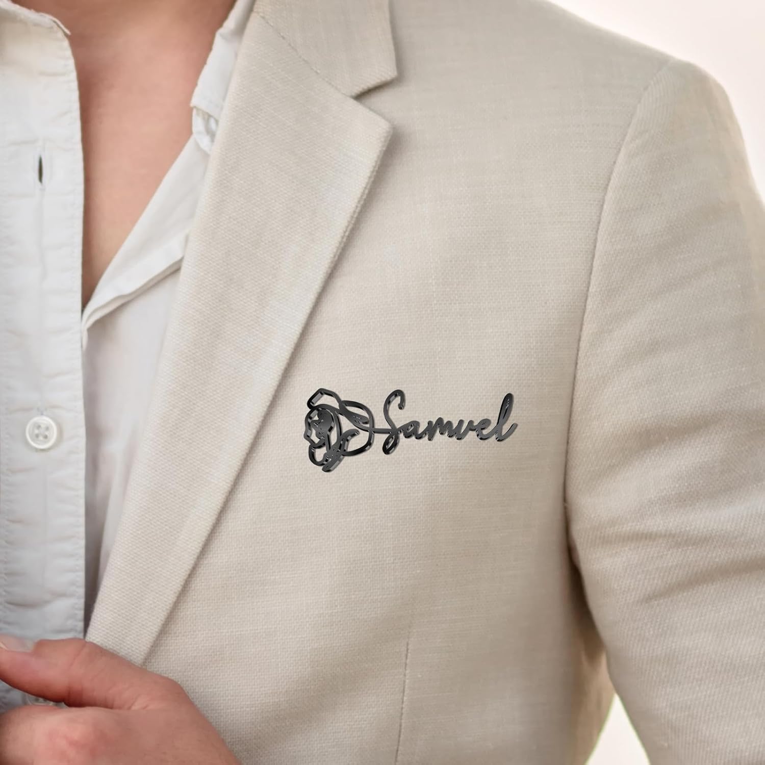 Custom Lapel Pin for Women Men - Name Brooch Pin Personalized Stainless Steel for Wedding Business Party - Gold/Silver/Black Customized Jewelry Gifts - Image 5