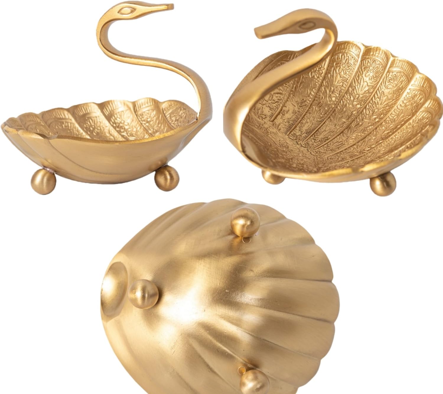Vintage Brass Peacock Jewelry Dish Bowl Ring Earring Holder Trinket Tray Small Decorative Metal Tray Mother's Day Birthday Christmas Gifts for Women (Gold)