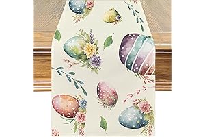 Easter Table Runner Watercolor Easter Eggs Flower- Easter Table Runners Kitchen Dining...