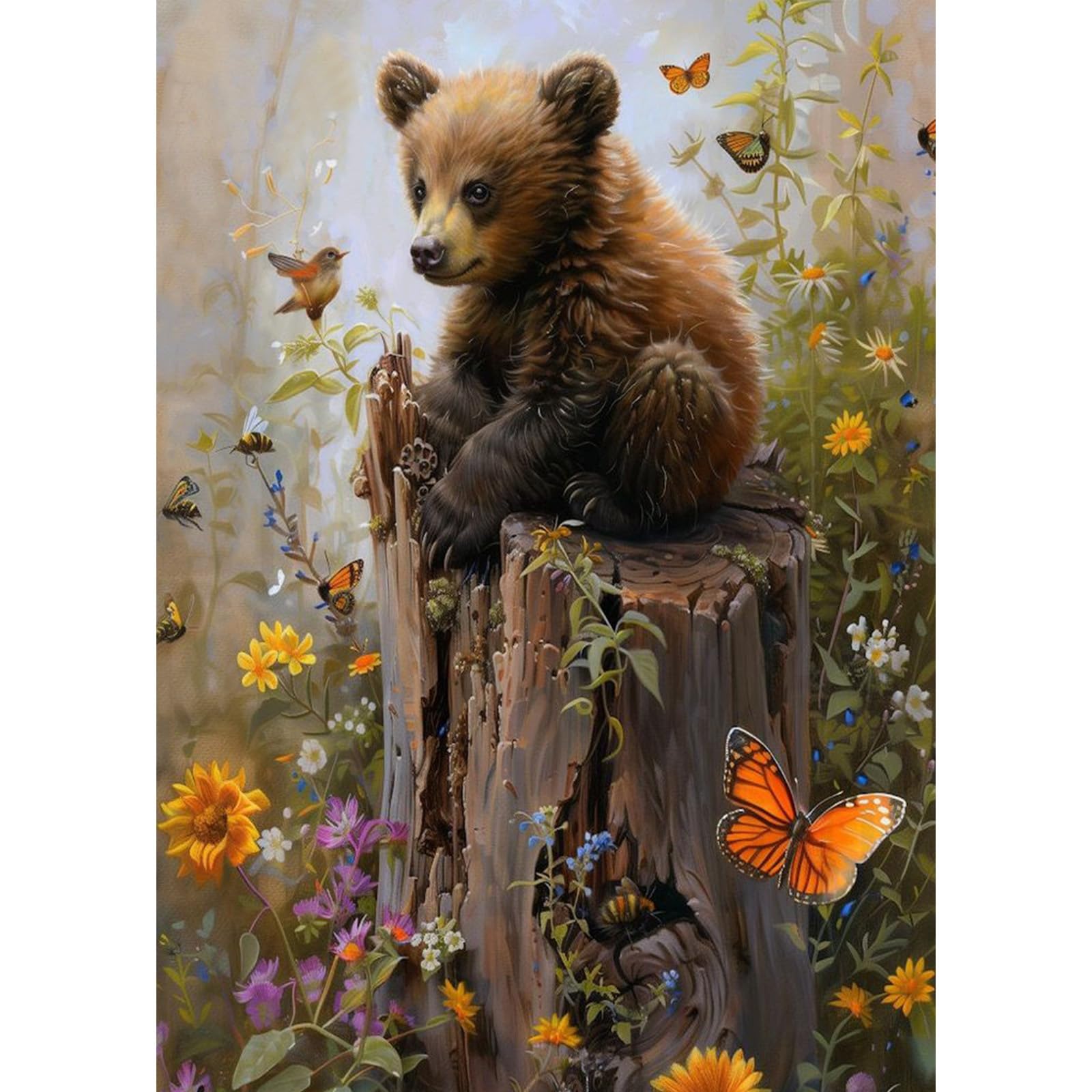 GHHKUD Bear Animal Diamond Painting Kits for Adults, 5D Diamond Art Kits for Adults Beginners, DIY Full Drill Diamond Gem Art Stitch, Diamond Art Canvas Painting Pictures, 30 * 40CM