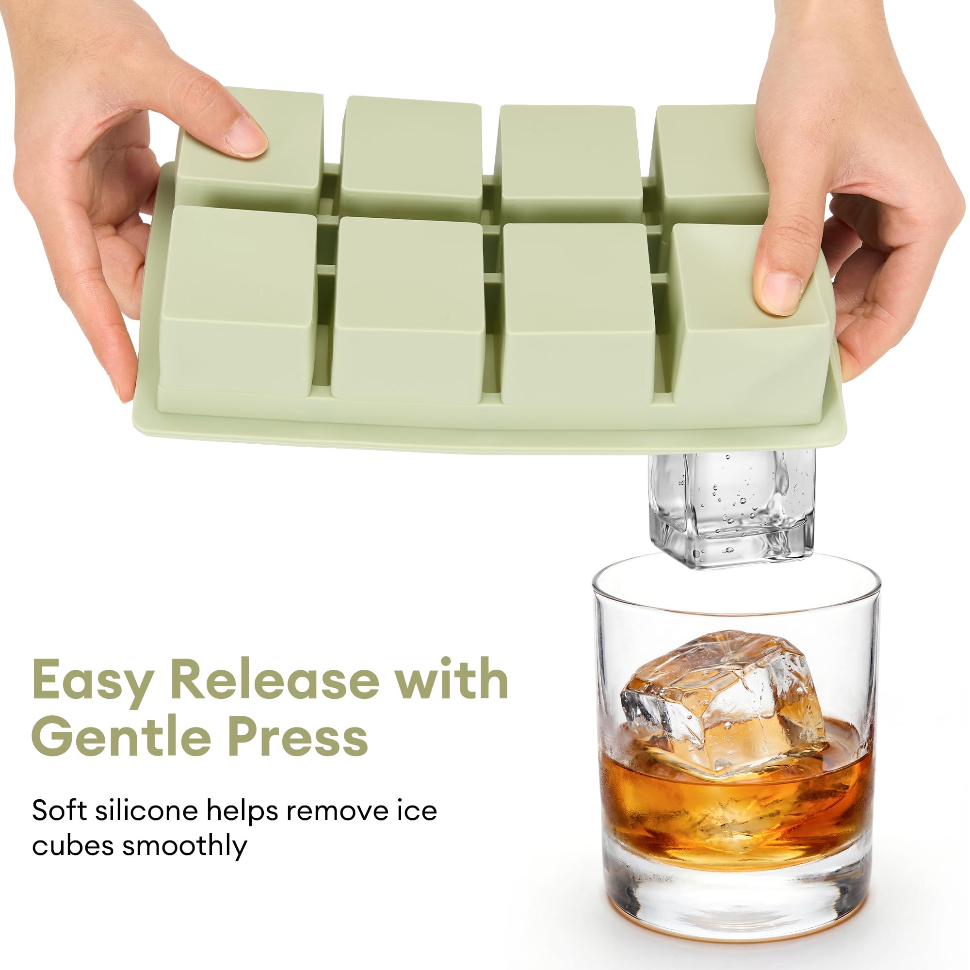 4 Pack Large Silicone Ice Cube Trays for Whiskey Easy Release 2 inch Cube Ice Trays for Cocktail Whisky Stackable Ice Cube Trays for Freezer with Leak Proof Removable Lid(4 Colors) - Image 2