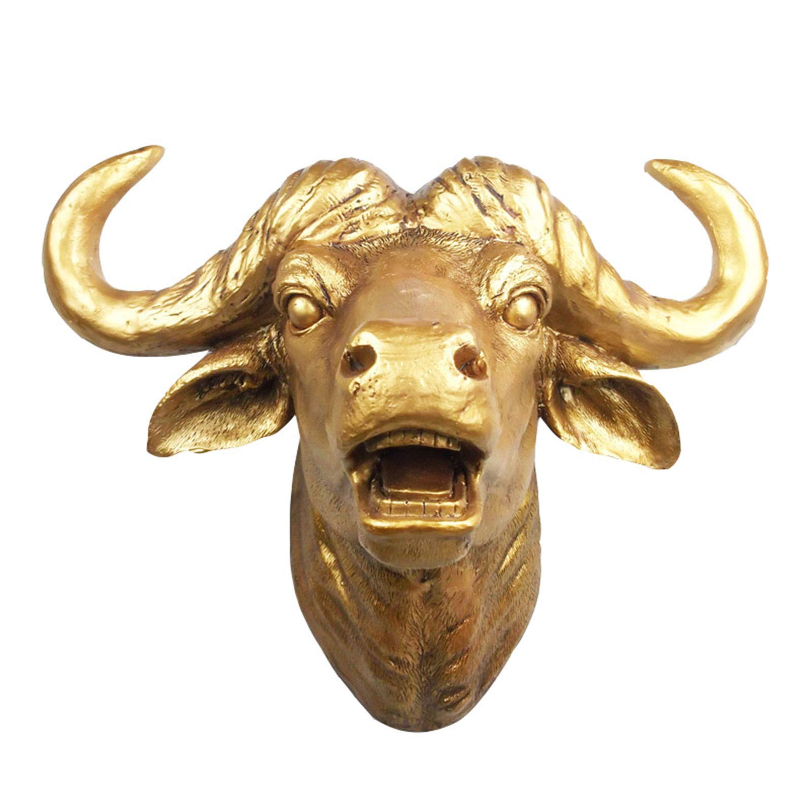 YXCQHZM Cows Head Wall Mounted - Faux Cow Head Wall Hanging - Bust Decoration Figurine Indoor or Outdoor Lawn Patio Home Decor (A,29CM)