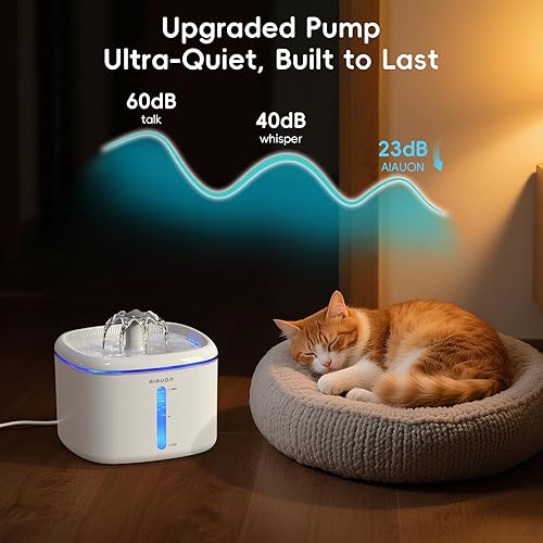Miniatura 7 de Fuente de agua para gatos, fuente de 84 oz2.5 L para gatos y mascotas, dispensador automático ultrasilencioso de agua para mascotas mejorado con 3
