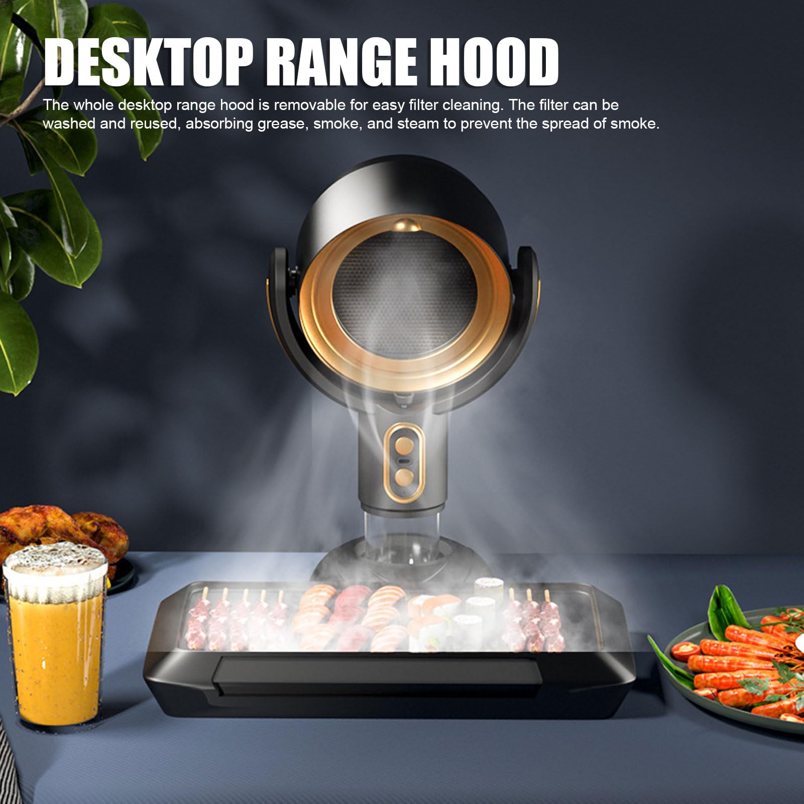 Cappa da Cucina Portatile, Cappa da Cucina da Tavolo con Aspiratore a 2 velocità Aspiratore da Cucina USB Ricaricabile a Lunga Durata Ideale per Barbecue da Interno Pentola Calda