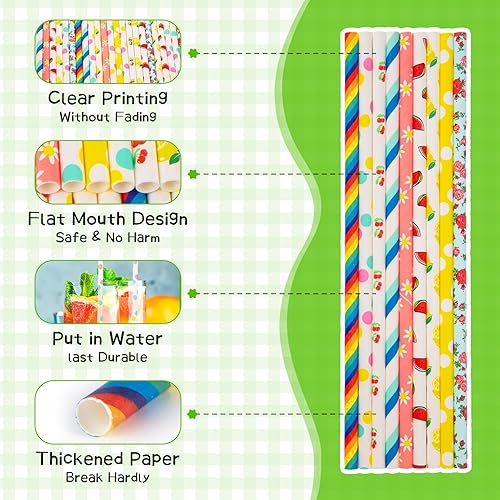 Miniatura 3 de HAKACC 120 popotes de papel para beber, pajitas de fiesta, pajitas de papel surtidas para fiestas de cumpleaños, bodas, vacaciones, decoraciones de