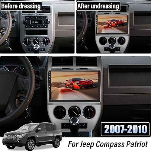 Miniatura 2 de 2+32G Android 11 Estéreo de coche para Jeep Compass Patriot 2007-2010 con Apple Carplay y Android Auto, pantalla táctil de 10.1 pulgadas Radio de