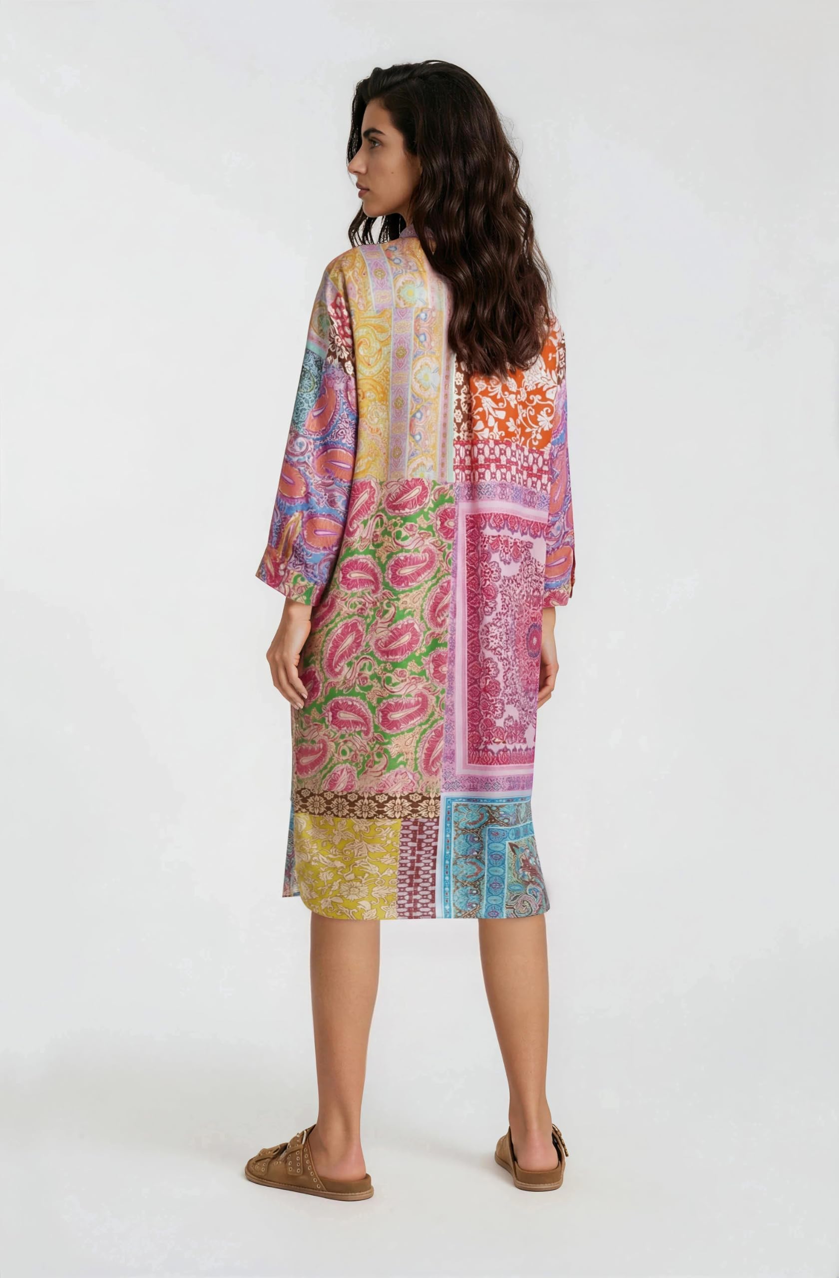 Milano Italy Erwachsene Bunt gemustertes Sommerkleid aus Viskose