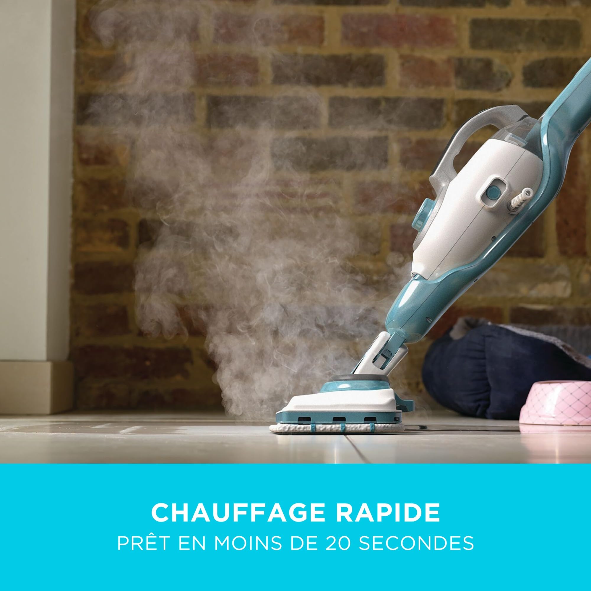 BLACK+DECKER Vadrouille à vapeur 2-en-1 avec gant de nettoyage à main SteaMitt et 11 accessoires, BHSM166DSM-QS