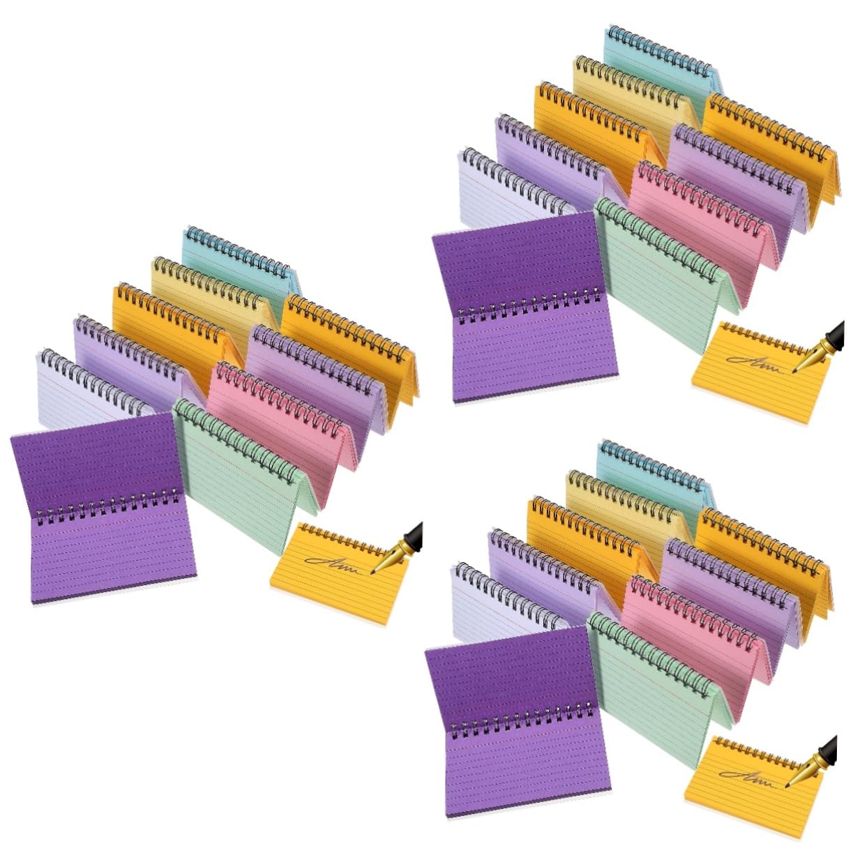 SHINEOFI 3 Ensembles Livre Carnet D'enregistrement Cahier Spirale Petit Carnet Cartes De Notes De Réunion Cartes De Correspondance Blocs-notes Pour Les Étudiants Papier 10 Pièces * 3