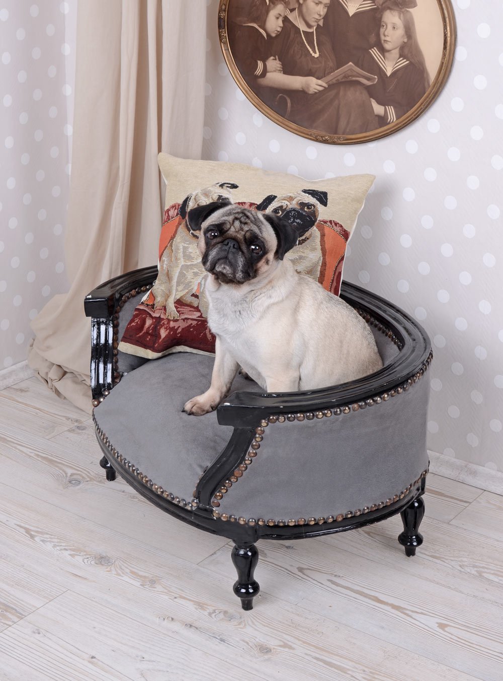 Cama para Perro mopsbett barockbett French Bully Cama Sofá para Perro hundebettchen Palazzo Exclusivo