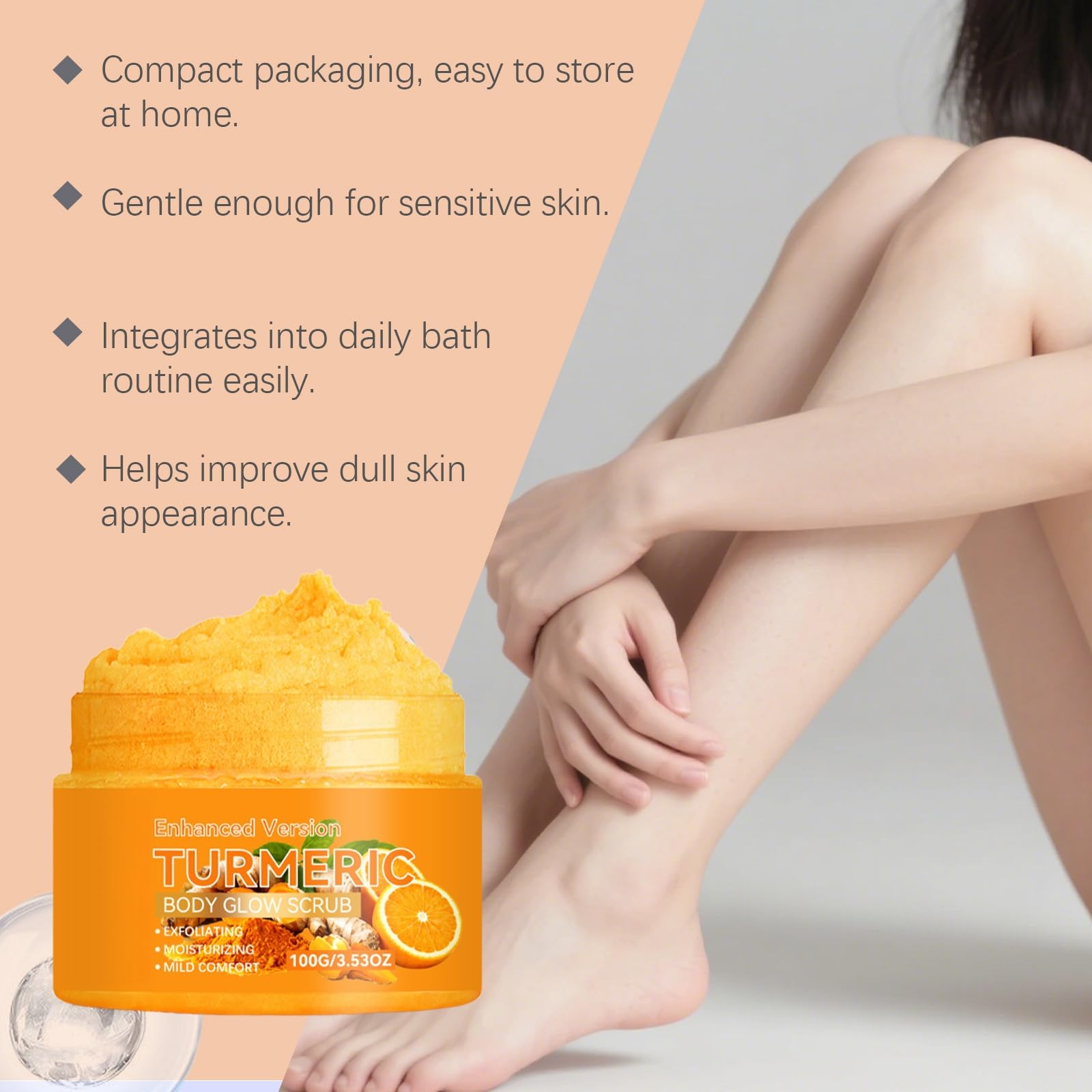 Exfoliante corporal de cúrcuma con vitamina C, exfoliante nutritivo (6 unidades) | Exfoliante corporal para piel áspera y seca, exfolia suavemente el cuerpo, manos y pies para pieles más suaves