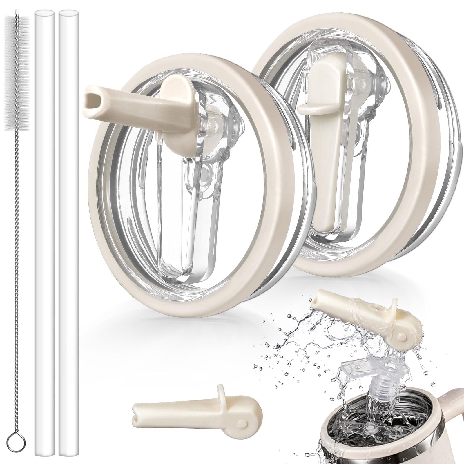 2 Stück abnehmbarer Klapp-Trinkhalm-Deckel, Ersatz 1,134 g, für Stanley Quencher H2.0 ProTour | Stanley Becherzubehör, Klappdeckel, Tiefenreinigung, auslaufsicher, auslaufsicher, BPA-frei