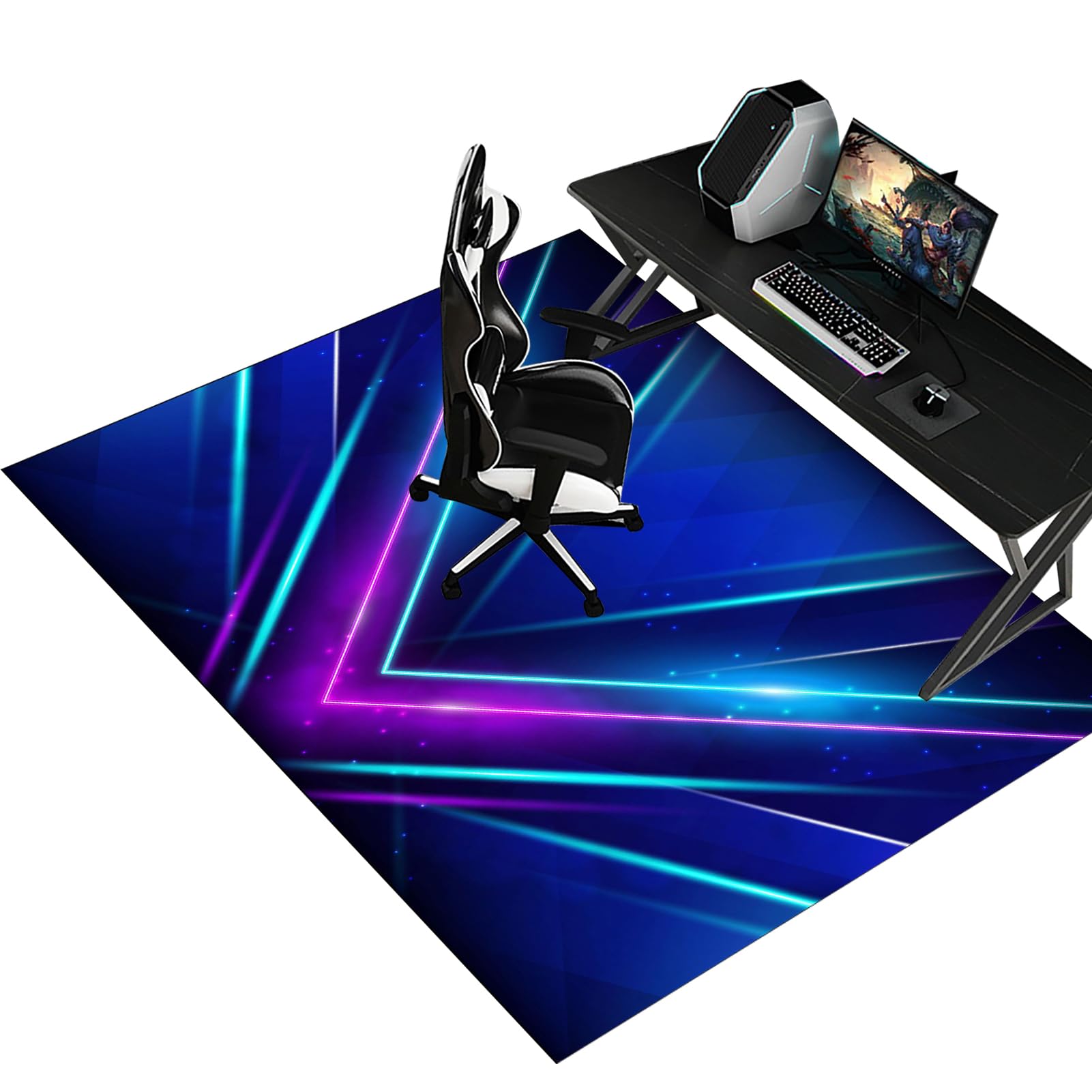 Fzamudng Office Chair Mat, Non-slip Carpet Protector Chair Mat, Gaming Chair Mat for Desks, Office and Home, Carpet Chair Mats, Protects Floors for Low and No Pile Carpeted Floors 90 x 140 cm
