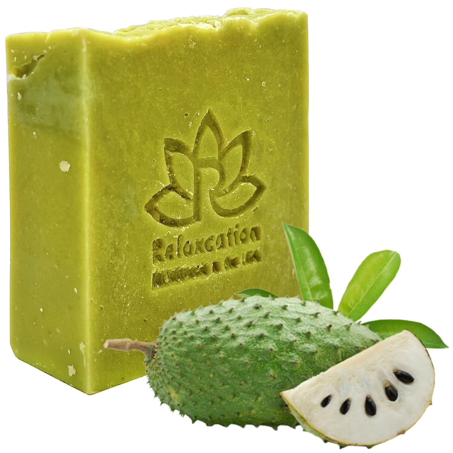 Relaxcation Soursop Oil Soap Bar | Calming & Moisturizing Dry Sensitive Skin Body Wash | Oil Based Cleanser with Coconut, Olive, Castor, Shea Butter Raw Organic | Made in USA | Vegan Body Wash