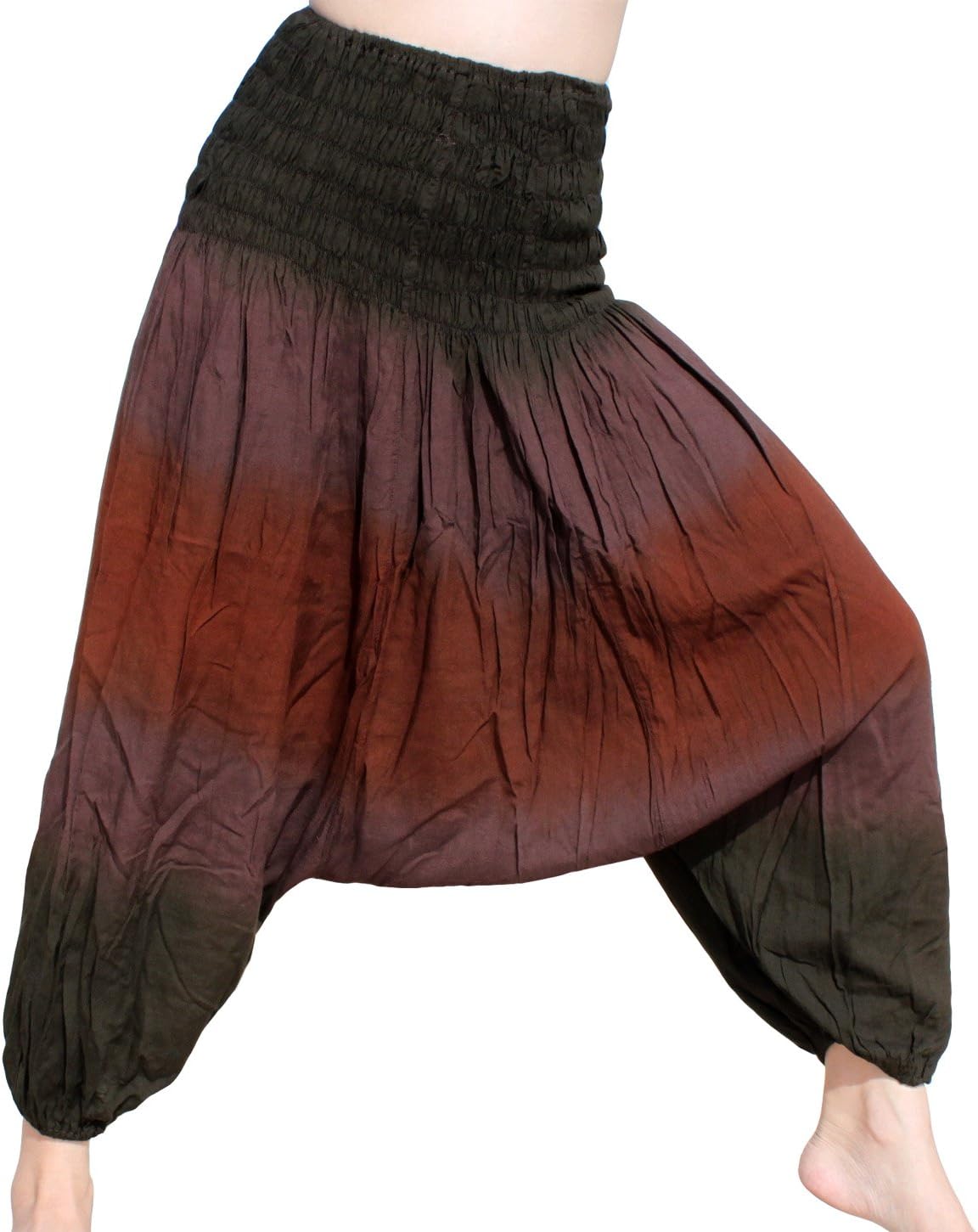 RaanPahMuang Slide Coloured Mao Smock Waist Pants Elastic Ankles Rayon Harem Pants