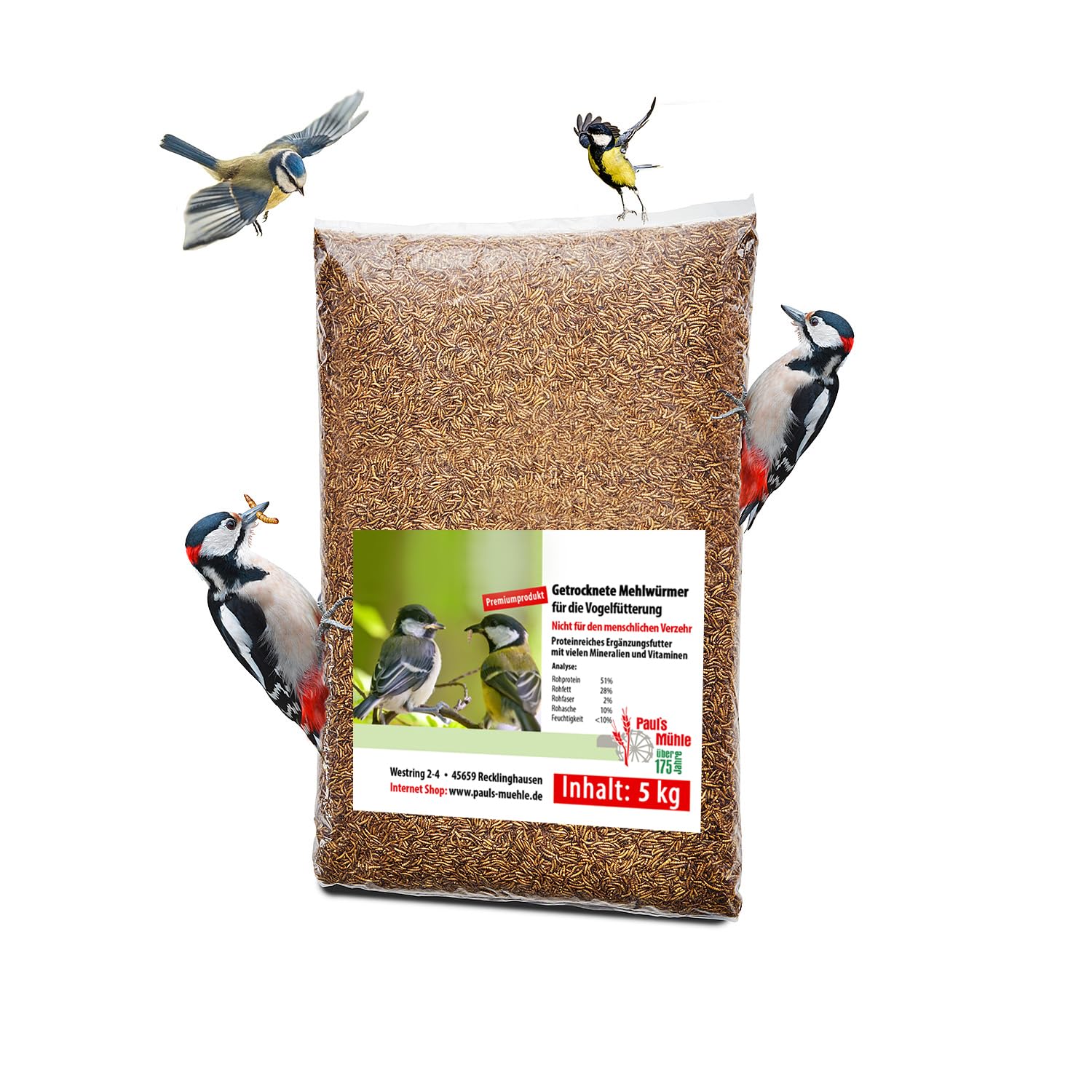 Paul's Mühle Mehlwürmer getrocknet 5 kg Premiumqualität