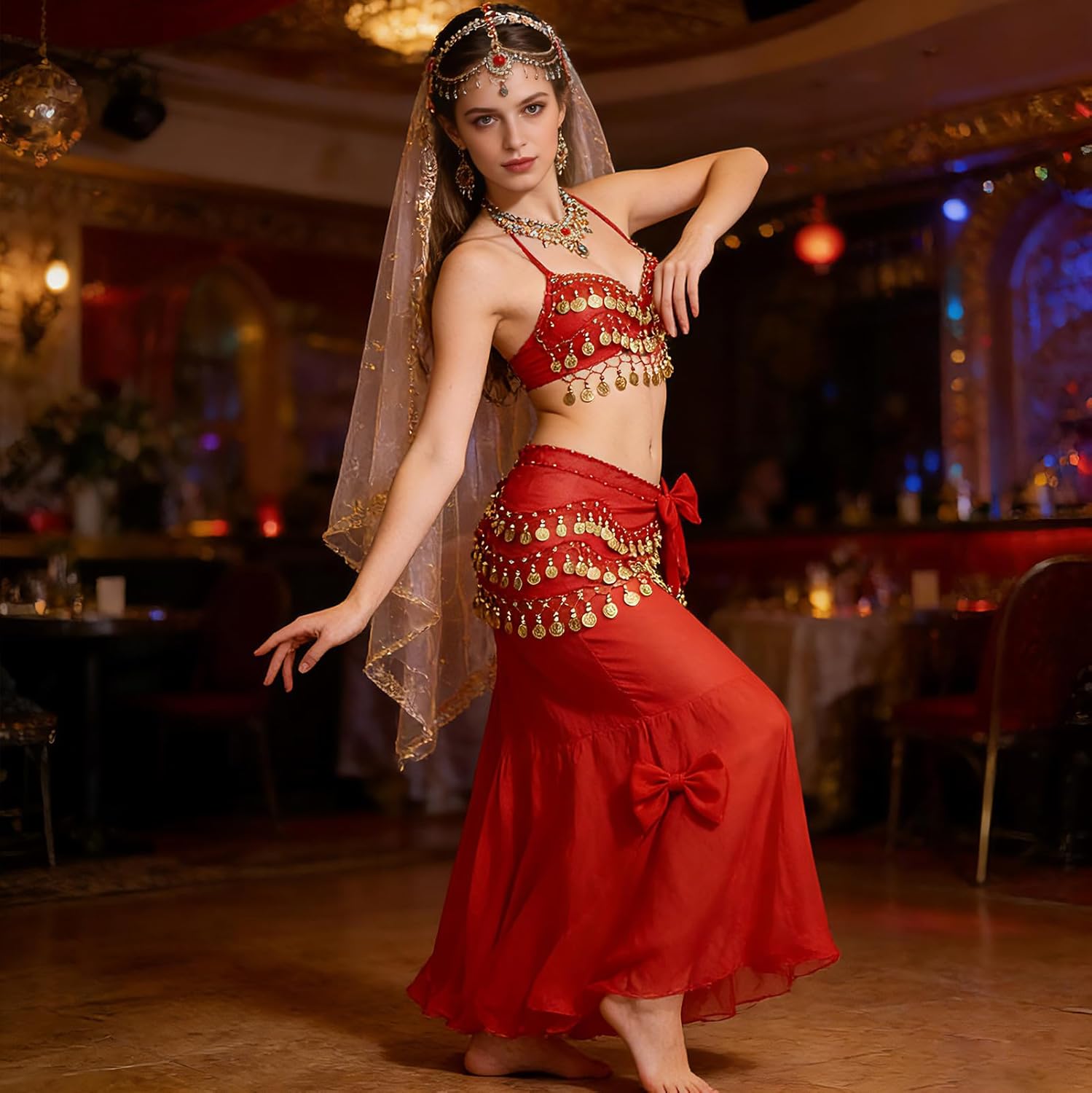 Sequin Tassel Skirt Women's Belly Dance Hip Scarf Skirt for Rave Festival Party Celebration Performance - Image 3