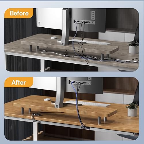 Vista 14 de Delamu Paquete de 2 Solución de Gestión de Cables Segura y Ordenada - Protege a Niños y Mascotas con Gestión de Cables para Hogar y Oficina Bajo
