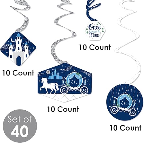Miniatura 5 de Big Dot of Happiness Fairy Tale Fantasy - Decoración colgante de fiesta de príncipe real y princesa, remolinos de decoración de fiesta, juego de 40