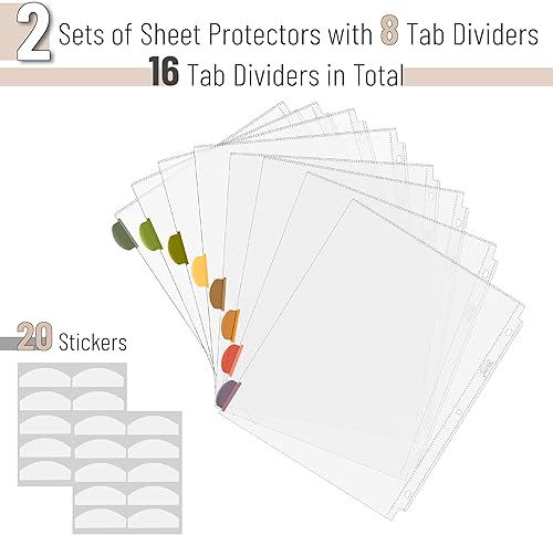 Miniatura 41 de Mr. Pen - Protectores de hojas transparentes con pestañas, 8 pestañas, 2 juegos, divisores de plástico transparente para carpeta de 3 anillas