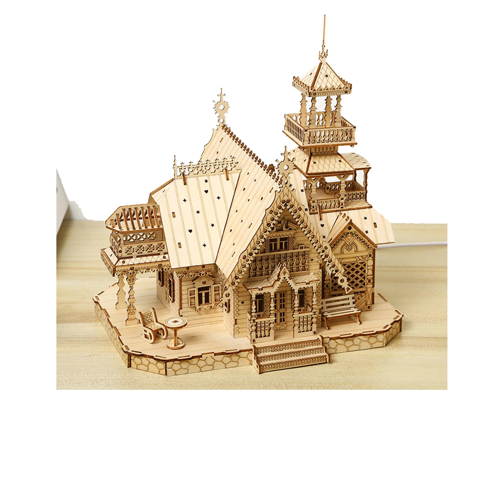 Puzzle 3D in legno con luce per adulti, kit di costruzione 3D, puzzle in legno 3D, fai da te, decorazione per la casa, giocattolo per adulti e bambini