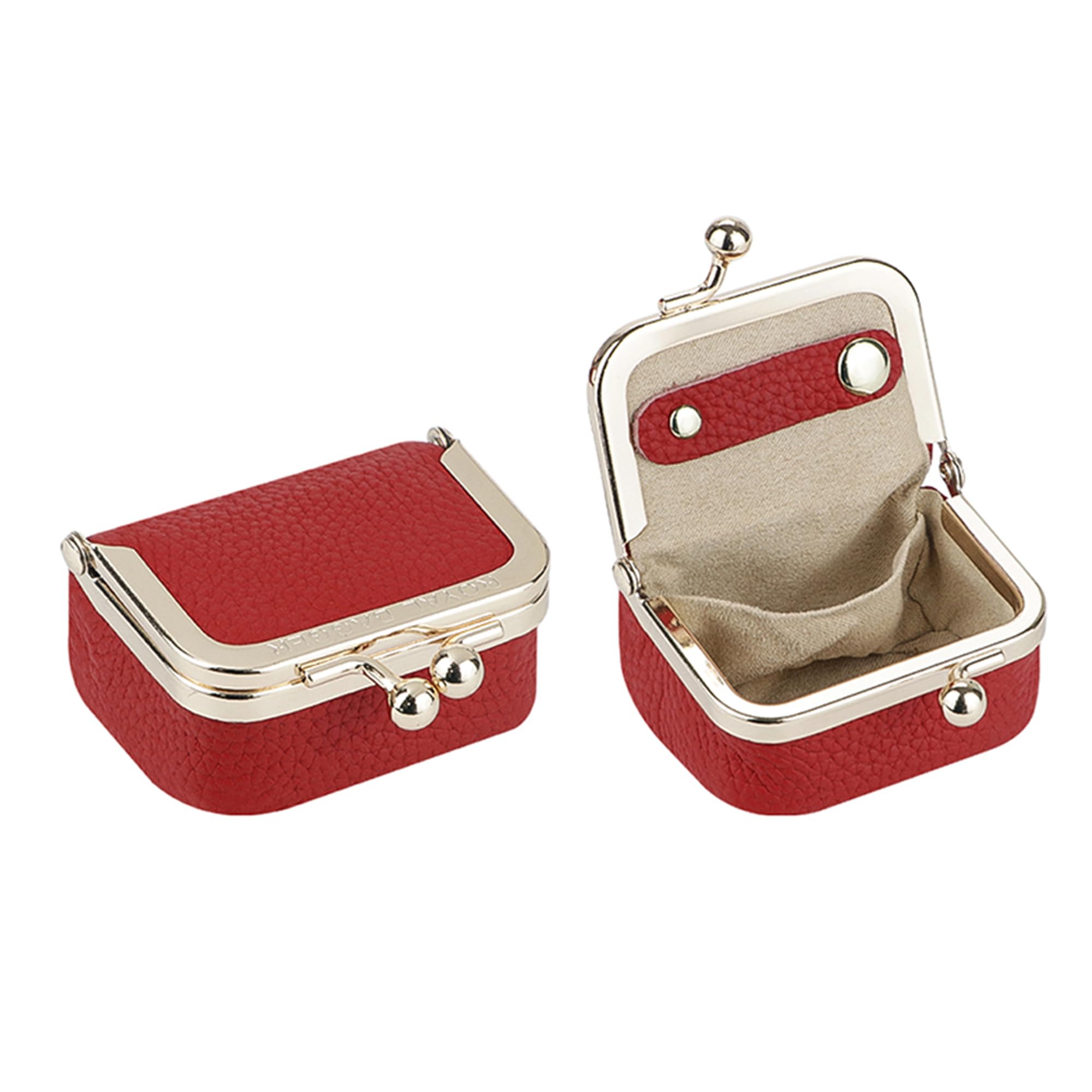 Royal Bagger Echte Kuhleder Mini Schmuck Box Frauen Münze Tasche Einfarbe Kuss Schloss Wechsel Beutel Casual Stil Kleine Aufbewahrungstasche für Frauen 1894 (Leuchtendes Rot)