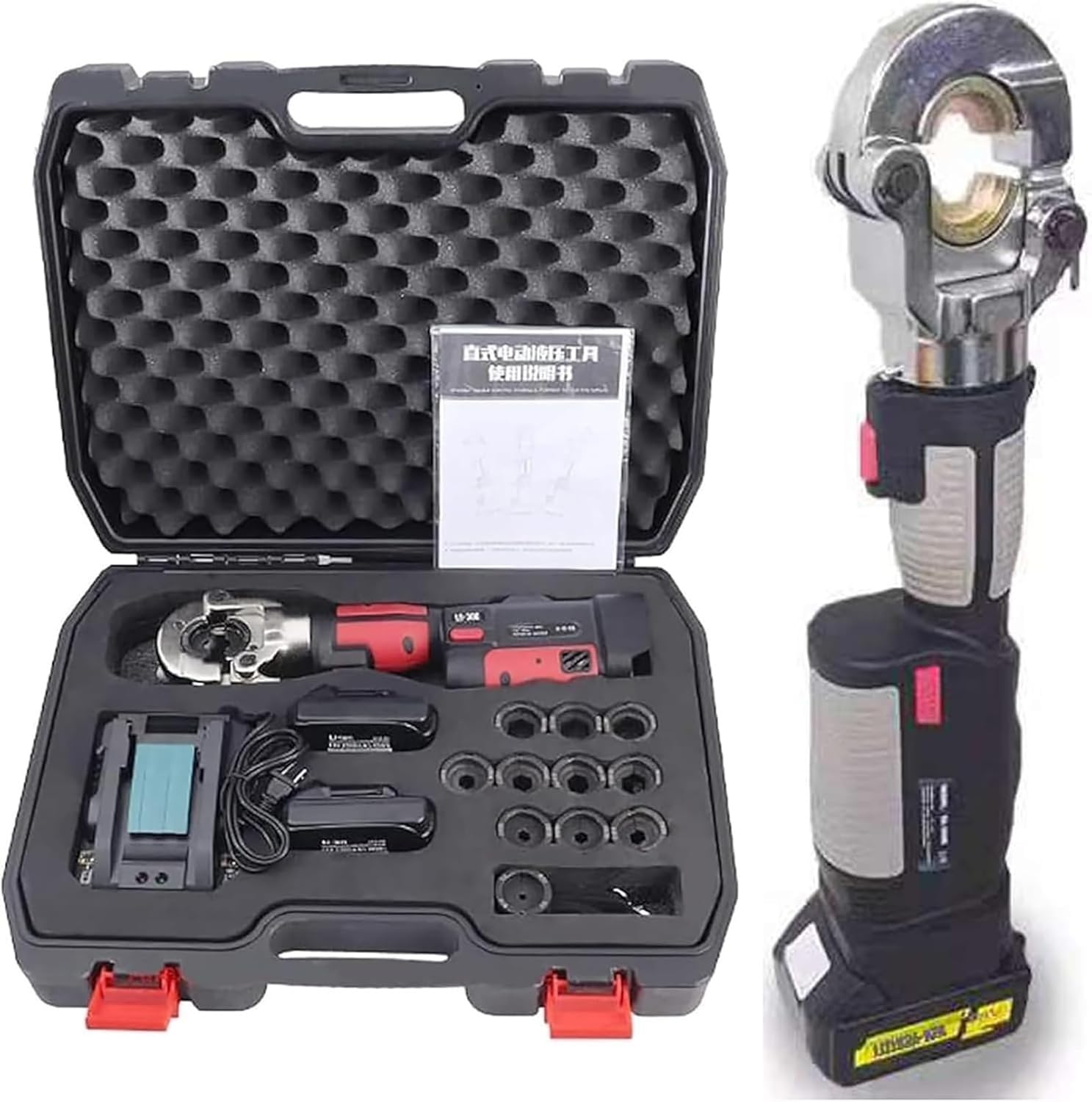 Xyfgodem One Colour Electric Hydraulic Crimping Tool 18V – Crimper Ear Cable For Electrical Terminals 16-300 Mm² With Led Display And Large Capacity Battery