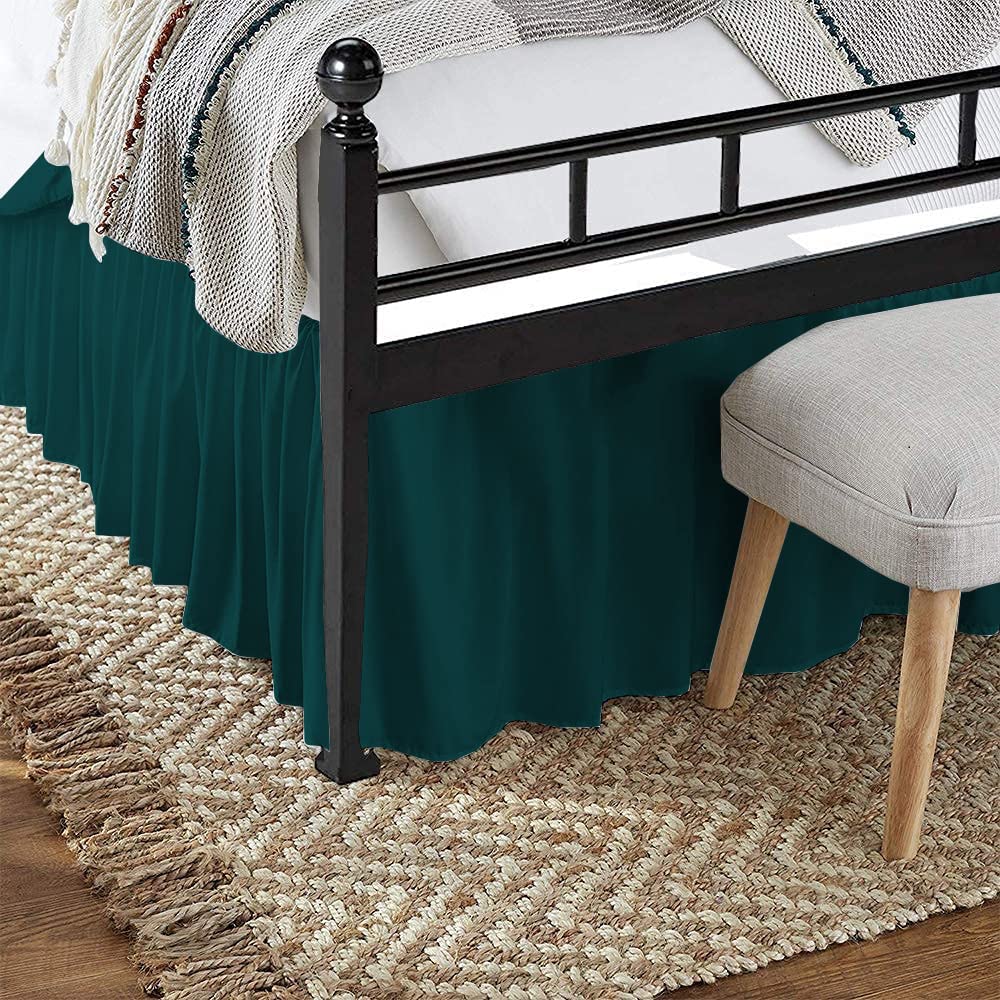 1 Piece Ruffled Bed Skirt with Split Corners - 18