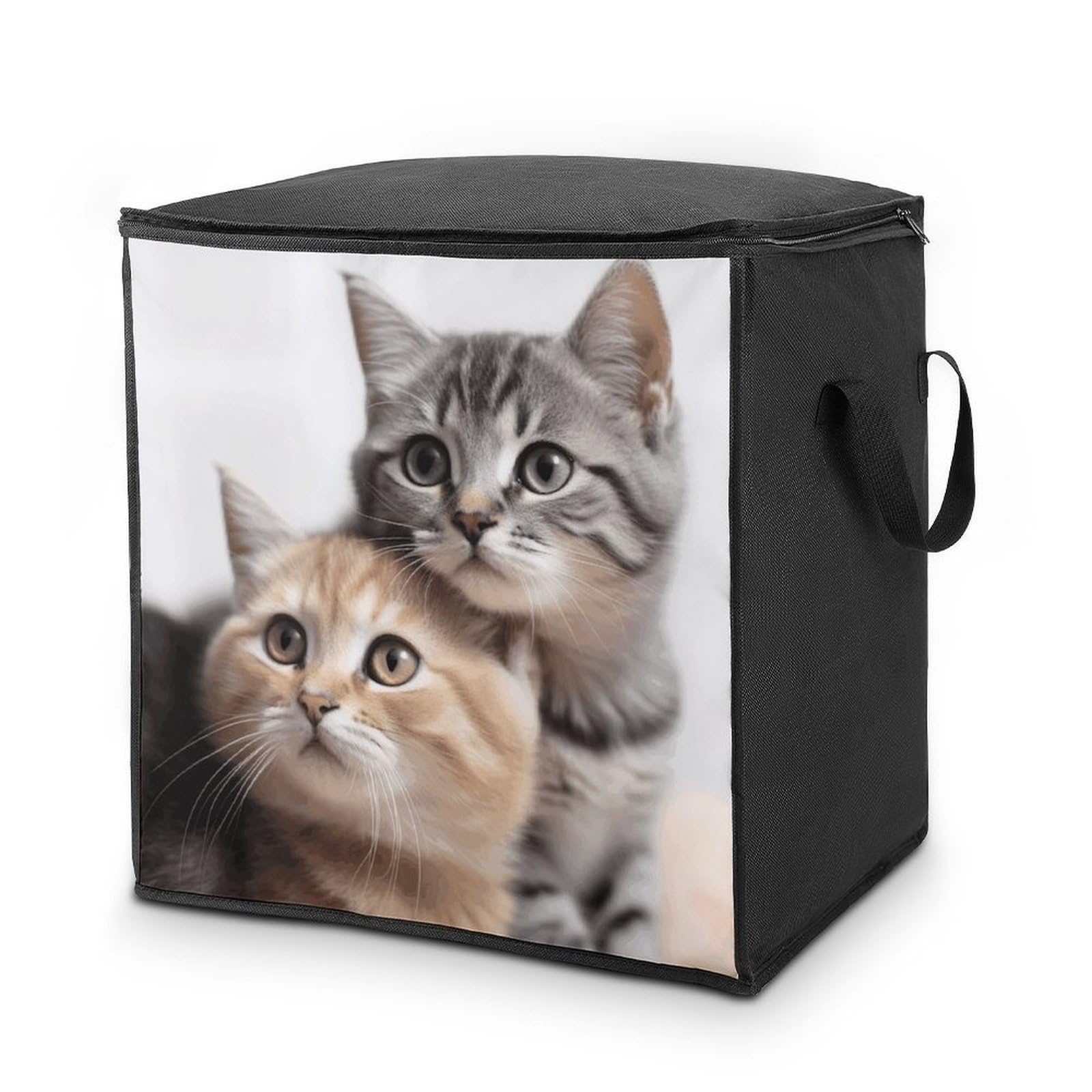 Cats Storage Bag with Zippers And Handle Extra Large Bedding Comforter Storage Bag Foldable Blanket Storage Bags Fabric Moving Bags for Closet Organizer (70L)