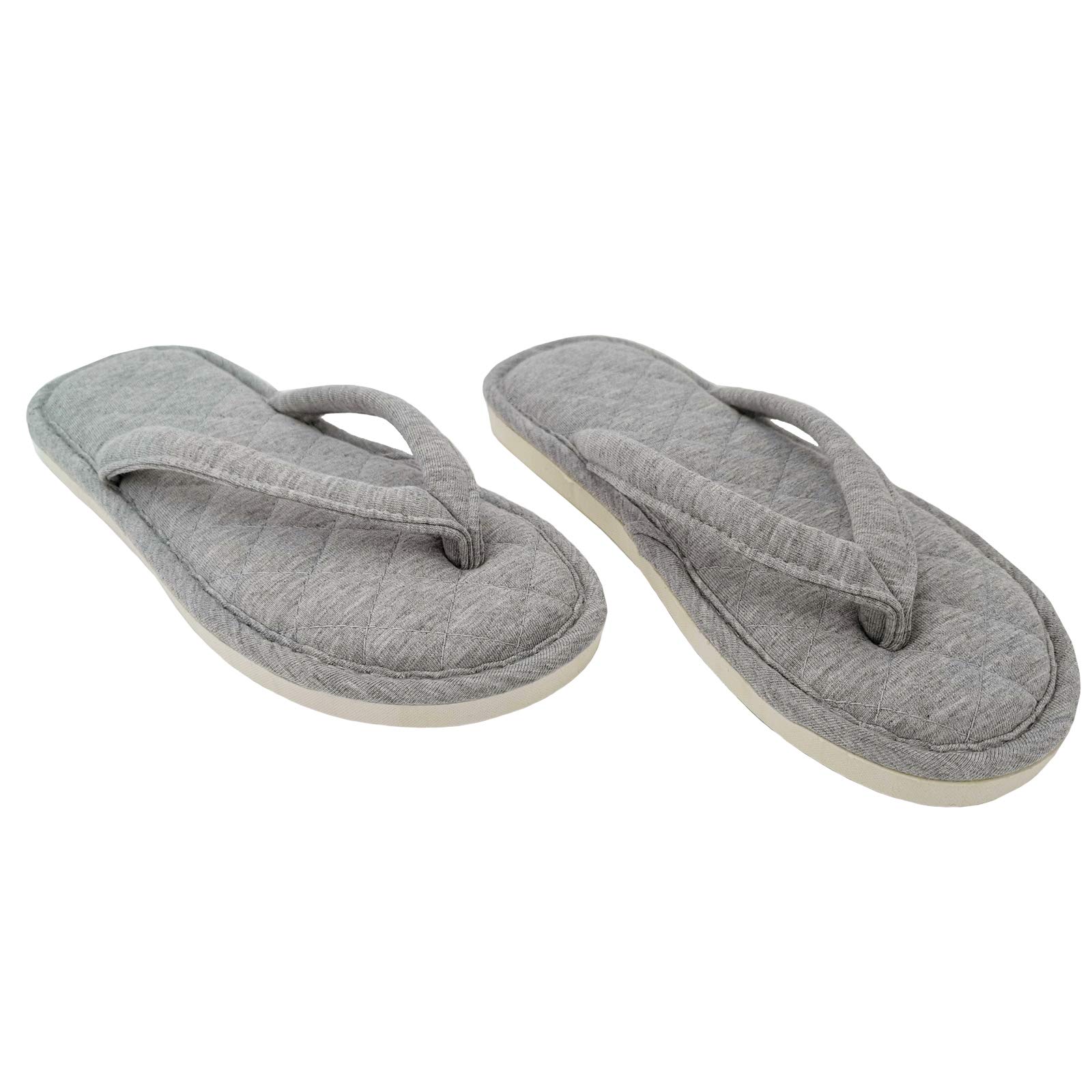 ofootWomen's Cozy Cotton House Slippers Thong Flip Flops Memory Foam Insole Open Toe Indoor Slip On Shoes