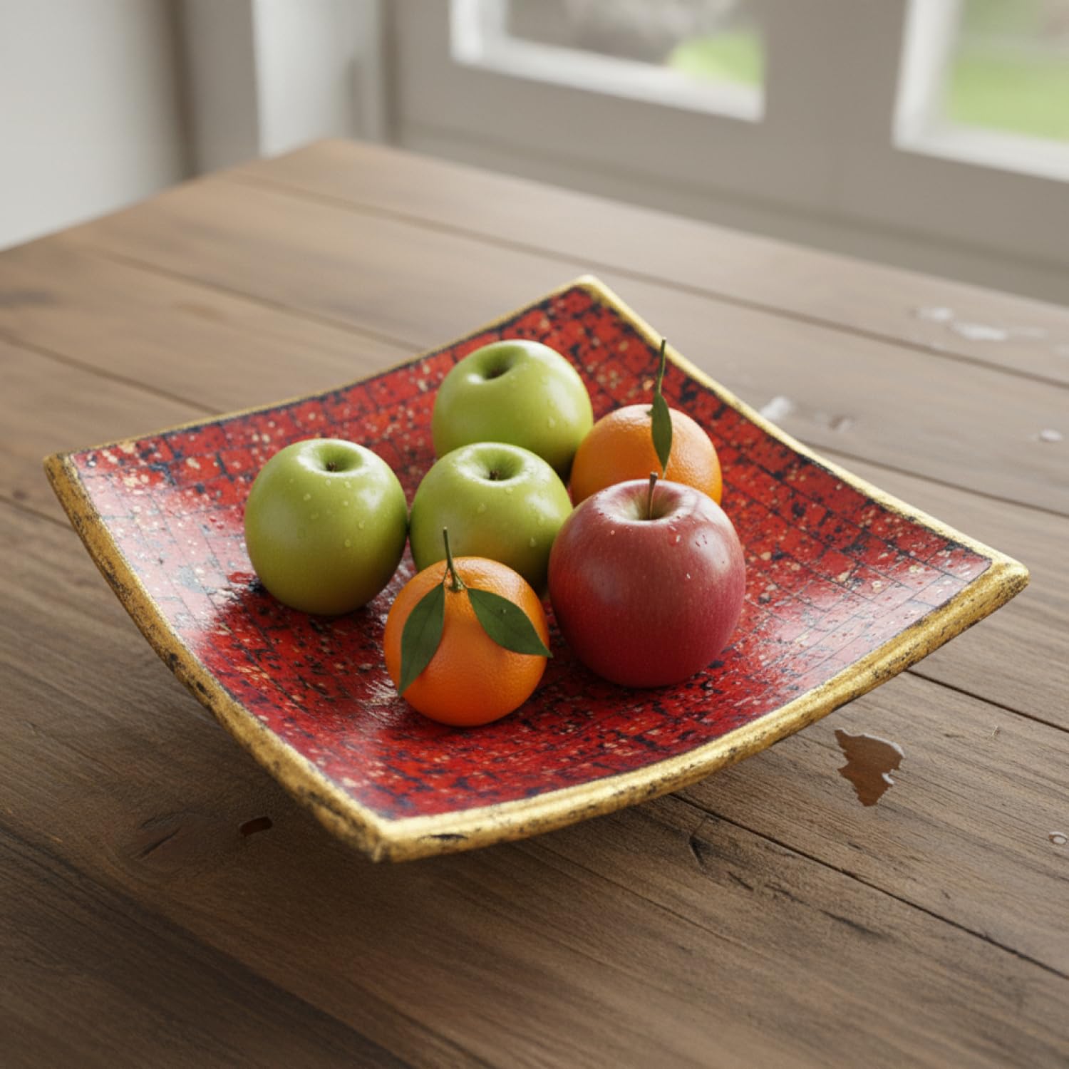Guru-Shop Tazón de Mosaico Cuadrado, Posavasos, Tazón Decorativo, Frutero de Cerámica de Vidrio Hecho a Mano - Diseño 4, Naranja, Tamaño: Mediano (25x25 Cm), Tazones