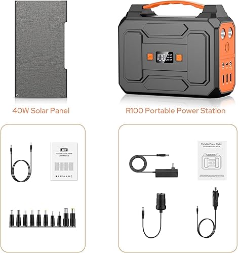 Miniatura 8 de Generador solar portátil de 200 W pico100 W nominal, estación de energía solar portátil con paneles solares de 40 W, batería externa solar de 146 Wh