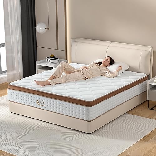 Miniatura 11 de Colchón tamaño King de 14 pulgadas, colchón híbrido de espuma viscoelástica en una caja, firmeza media con soporte de bobinas de bolsillo zonadas y