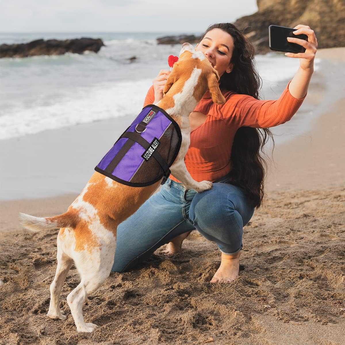 Dogline MaxAire Multi-Purpose Mesh Vest for Dogs with 2 Seizure Alert Patches, 17"-21"/Medium, Purple