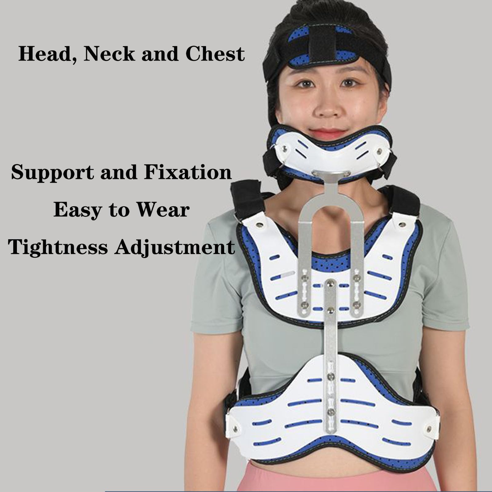 SFKLYU Ortesis Cervical Torácica Halo Brace Collar Cervical Ajustable Ortesis Diseño Abierto Ortesis Cervical Torácica Brace para Alivia el Dolor y la Presión en la Columna Vertebral