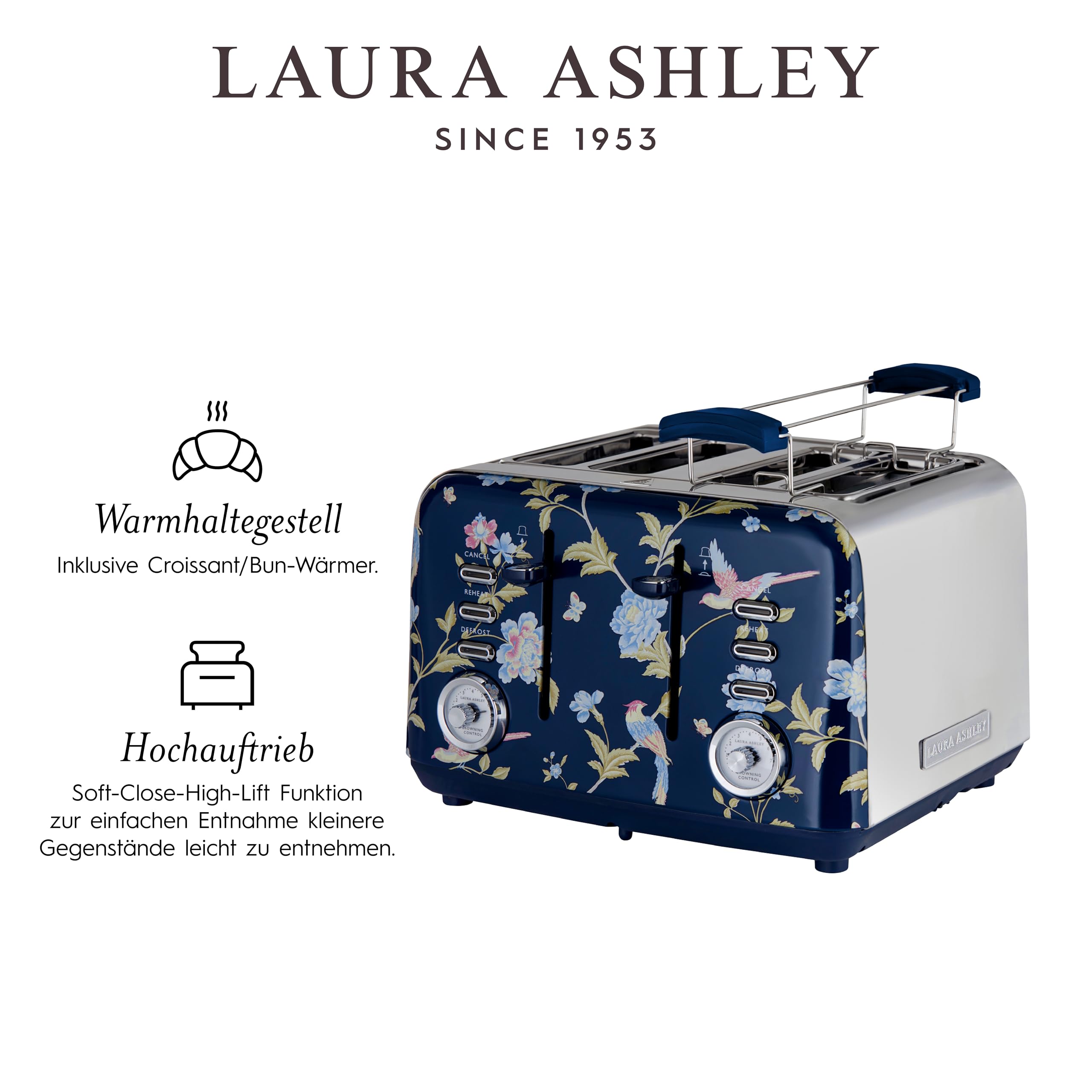 Laura Ashley VQ Elveden Marine Toaster und Wasserkocher Set 4-Scheiben