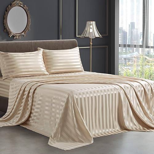 Miniatura 172 de SiinvdaBZX - Juego de sábanas de satén de tamaño individual, 3 piezas ultra sedosas, suaves, de satén verde salvia con bolsillo profundo, 1 sábana